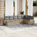 Canapé modulable de jardin en tissu et résine tressée (8 places)