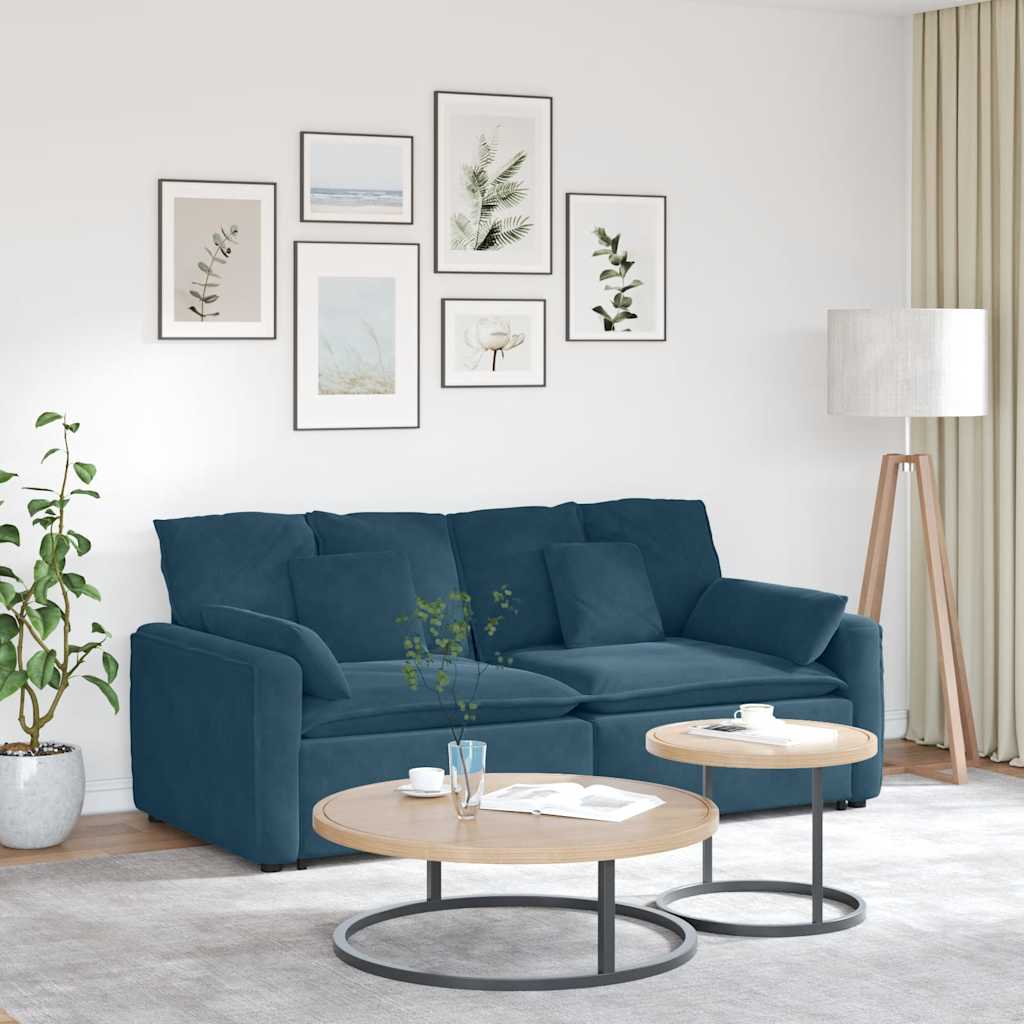 Canapé modulable en velours avec coussins